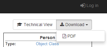 An example download menu with one option for a PDF download link.